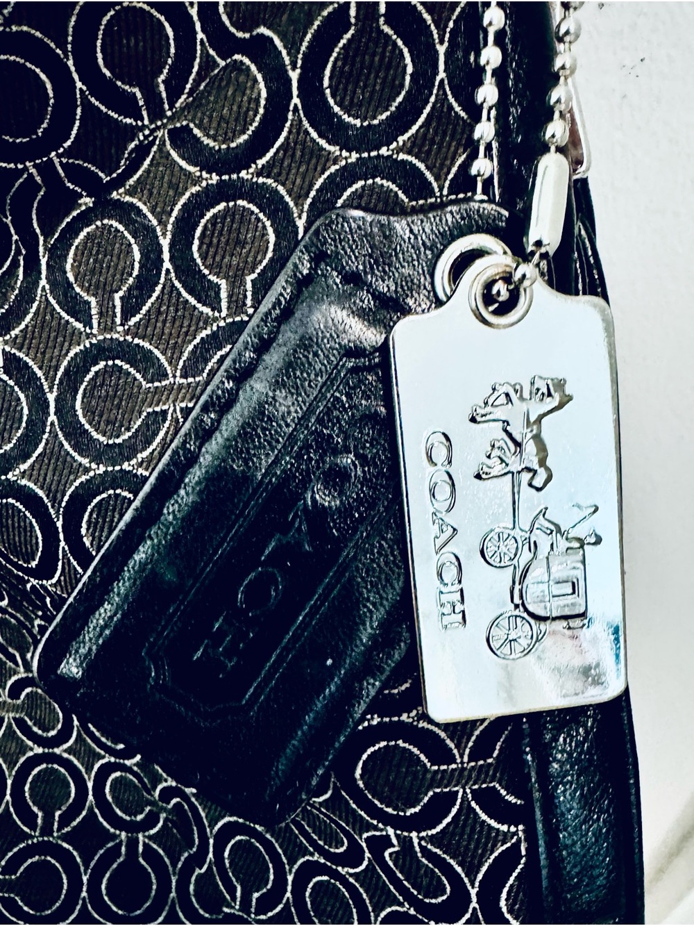 Coach Black Patterned Shoulder Bag with Silver-Tone Hardware - Picture 5 of 9